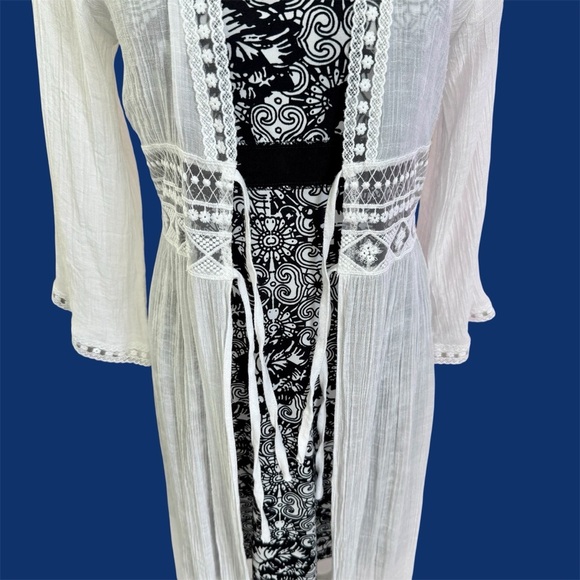 Rebellion White Maxi Swim Cover-up Lightweight Front Tie Size M - EUC - Picture 6 of 11